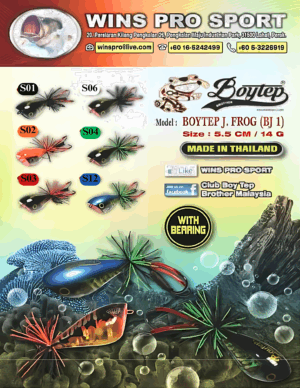 Boytep Jump Frog (BJ1) with Bearing 5.5cm/14gram 🔥Free Sticker🔥[Ready Stock]