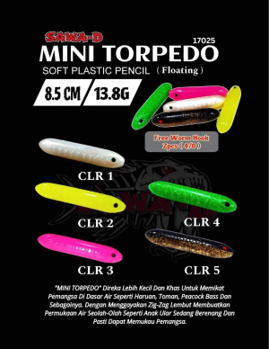 SAWA-D MINI TORPEDO (soft plastic pencil) 8.5cm / 13.8g (floating) free worm hook