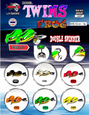 Sawa-D TWINS frog Double Spinner 3.8cm/ 6g | FREE BODY READY STOCK