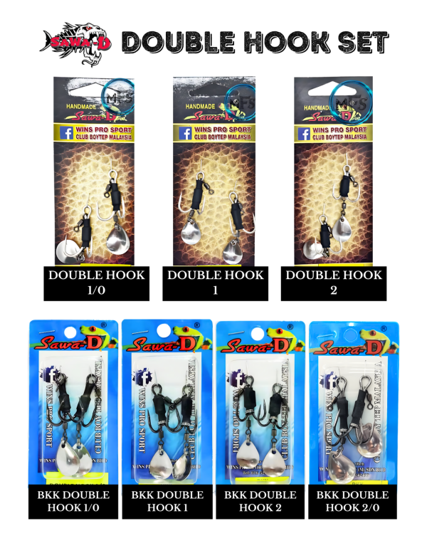 SAWA-D Double Hook Set KHAS UNTUK SOFT FROG - BKK & OWNER HOOK. READY STOCK
