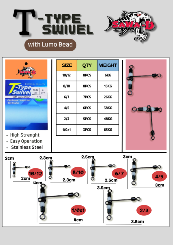 Sawa-D T-type Swivel with Lumo Bead