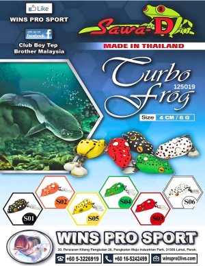 Sawa-D Soft Frog Turbo Frog 4cm/6gram BKK Hook Double spinner 1/0 [Ready Stock]