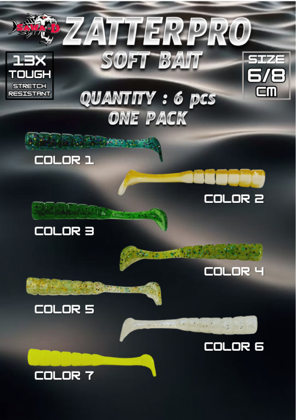 Sawa-D  Zatter Pro Soft Bait 8cm / 6cm - 6pcs  1pack