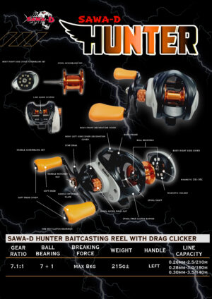 Sawa-D Hunter Baitcasting Reel with Drag Clicker
