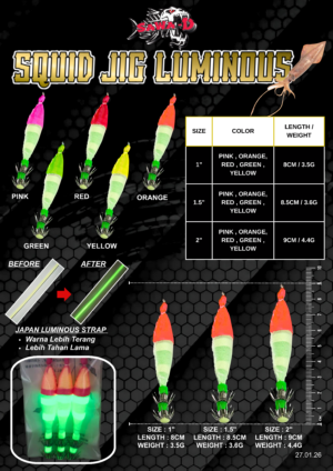 Sawa-D Squid Jig Luminous Japan Strap 1.0" 1.5" 2.0"
