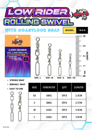 Sawa-D Model 1850 Low Rider Rolling Swivel With Coastlock Snap