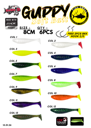 Sawa-D Guppy Soft Bait 8cm Soft Plastic Lure Untuk Casting